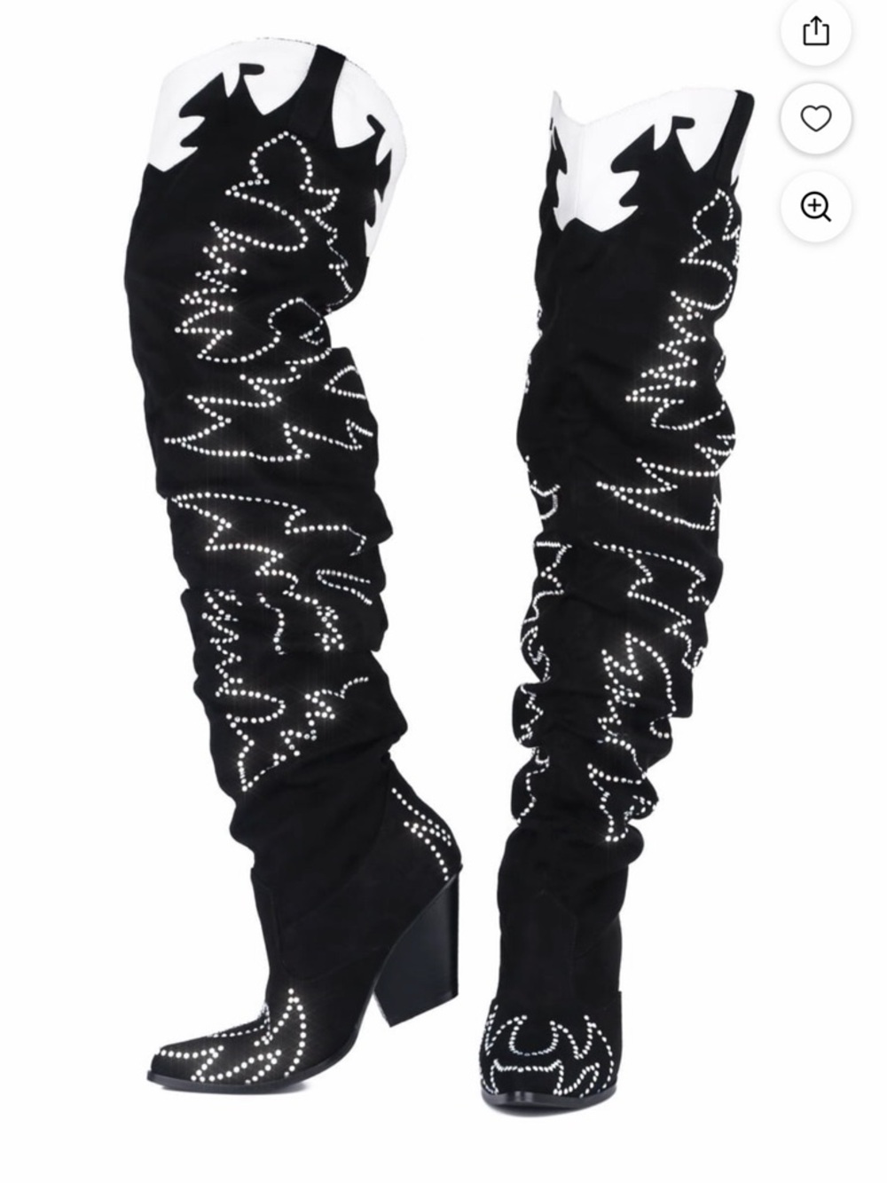 Cape Robbin Black and White Studded Over-the-Knee Boots